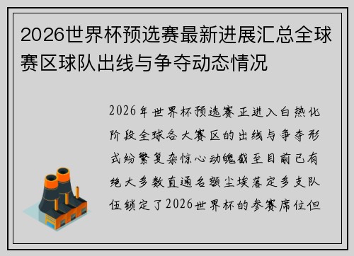 2026世界杯预选赛最新进展汇总全球赛区球队出线与争夺动态情况
